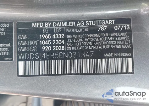 2014 Mercedes-Benz Cla from USA, damaged, VIN WDDSJ4EB5EN031347